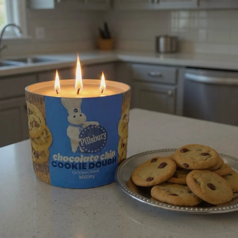 Pillsbury Chocolate Chip Cookie Dough three wick Candle 14.5 OZ